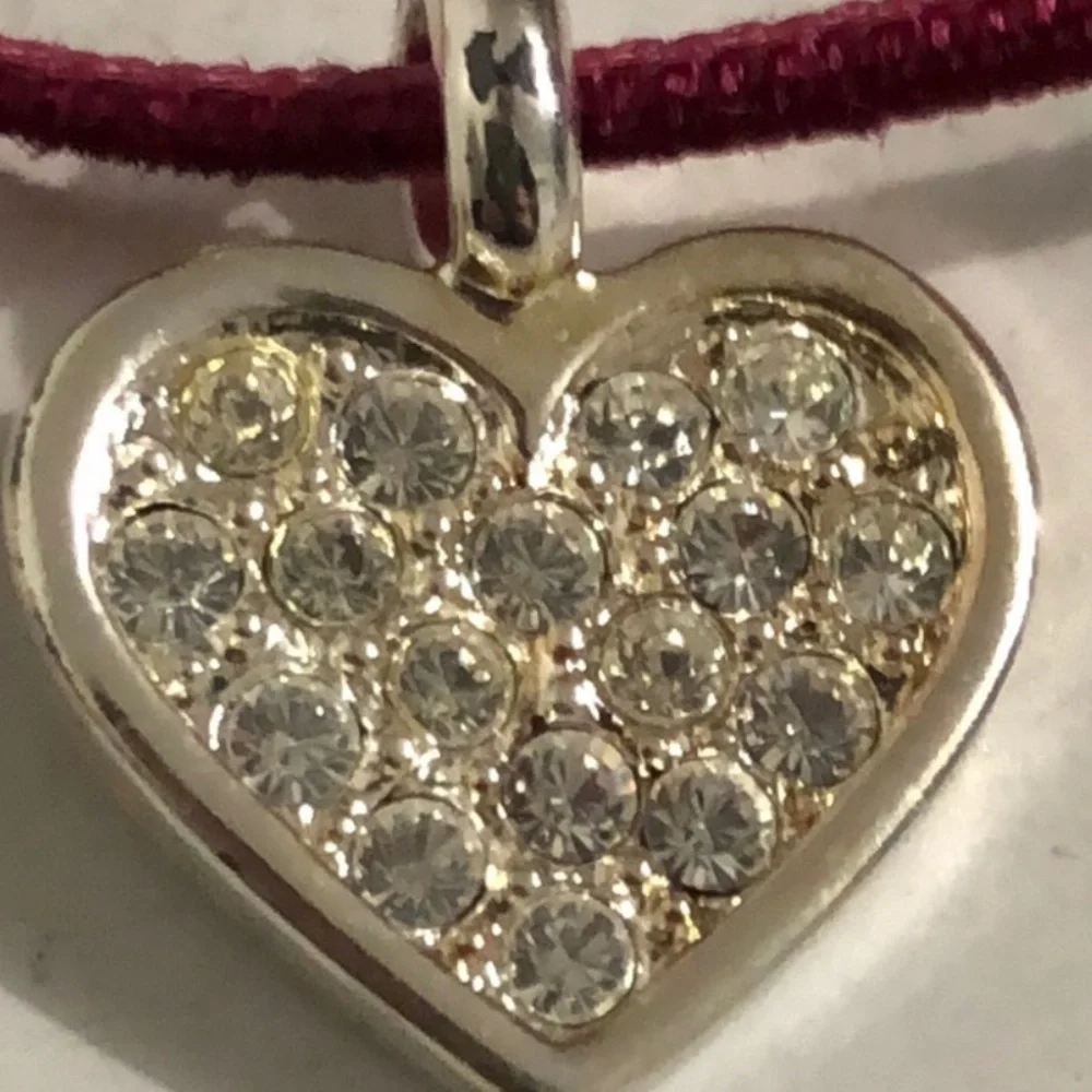 Tommy Hilfiger Leather Necklace with Rhinestone Heart